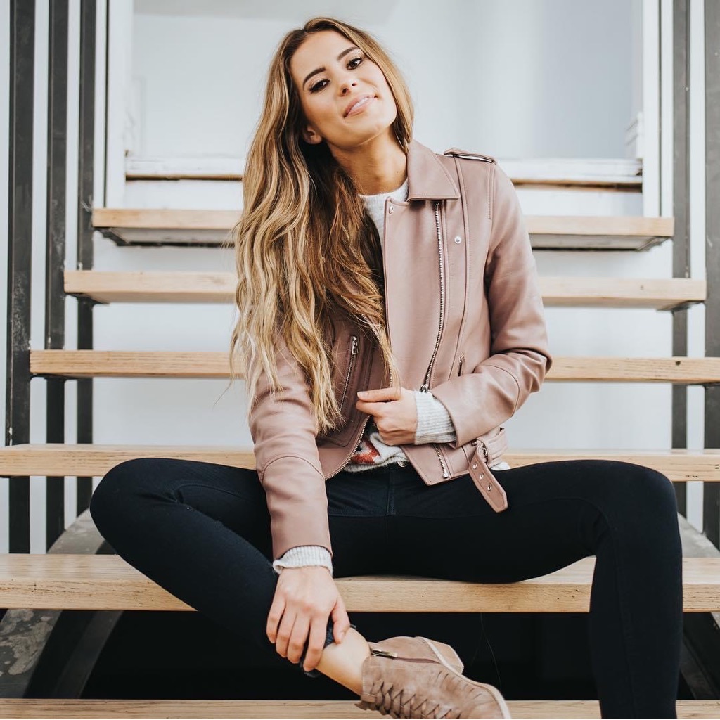 The Maudlin Leather Jacket In Mauve Noisy May Brand From The Stockplace